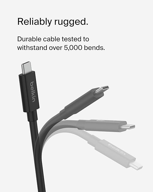 Belkin Connect USB4 Cable (6.6ft/2M Power Cable) USB-C to USB-C Cable w/ 240W Power Delivery + 20Gbps - USB4 Compliant Power Cable Compatible with MacBook Windows Chromebook &amp More