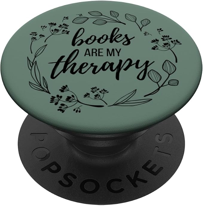 Books are My Therapy Lover Bookish Librarian Boho Floral PopSockets Adhesive PopGrip