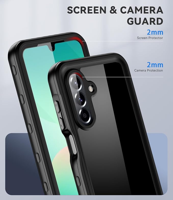 for Samsung Galaxy A16 5G Case IP68 Waterproof Built-in Screen Protector [Full Body Shockproof] Dustproof Underwater Protective Phone Case for Samsung A16 5G (Black)