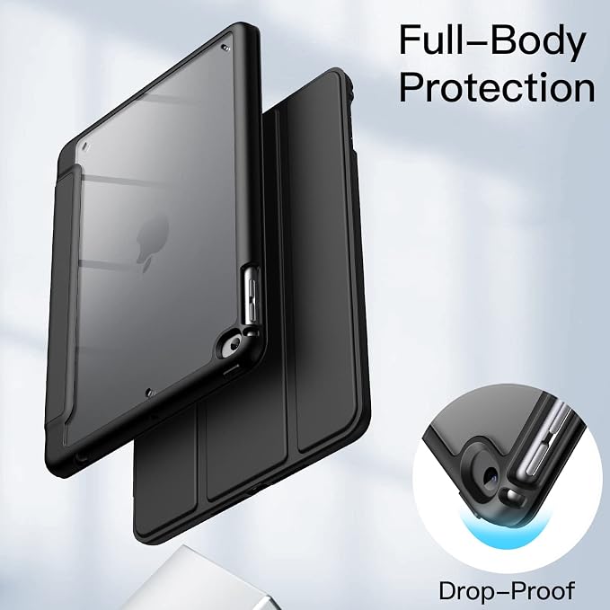 JETech Case for iPad mini 5/4 (7.9-Inch 2019/2015 Model) with Pencil Holder Clear Transparent Back Shell Slim Stand Shockproof Tablet Cover Auto Wake/Sleep (Black)