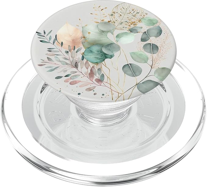Botanical Watercolor Eucalyptus Leaves Green Blossom Flowery PopSockets Adhesive PopGrip