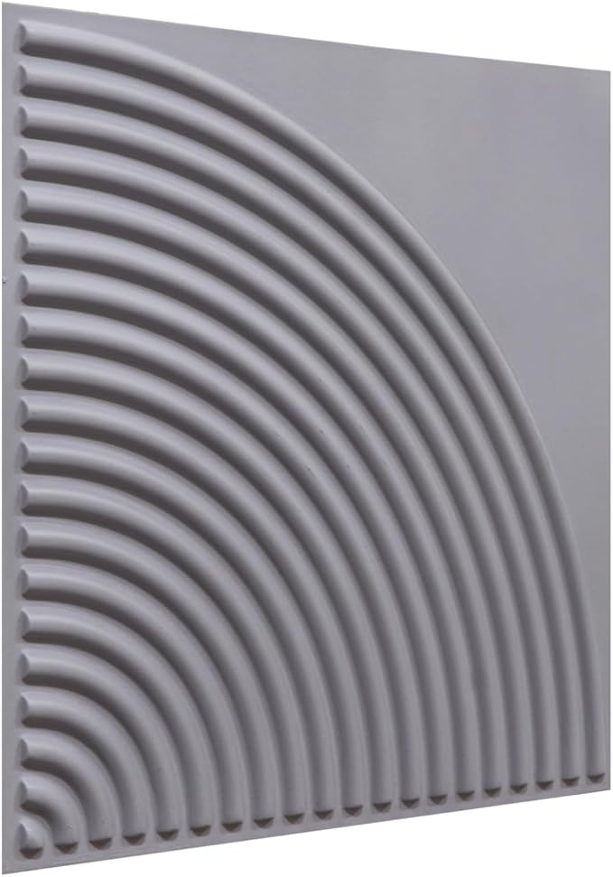 From Plain To Beautiful In Hours 9002 Arc Swell PVC 12 in x 12 in Peel and Stick Wall Panels (Covers / 10 sq.ft), Milky Grey, 10 Piece