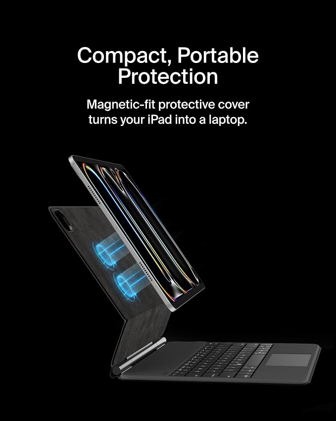 Belkin iPad (A16) 11th / 10th Gen Keyboard Case w/Magnetic Stand Backlit Bluetooth Keyboard Multi-Gesture Controls Magnetic Apple Pencil Storage Compatibility &amp Multimedia Keys - Black