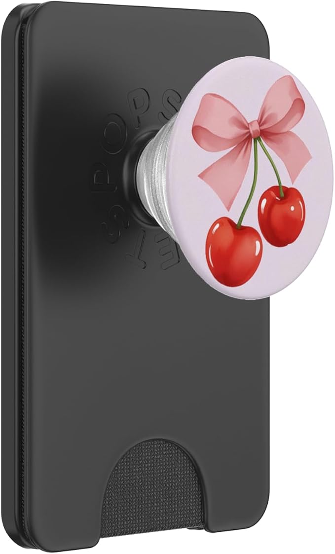 Coquette Cherry and Pink Bow PopSockets PopGrip for MagSafe