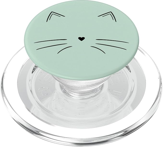 Black Cat Face Green PopSockets Adhesive PopGrip