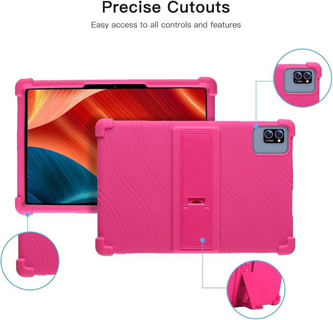 Case for LECTRUS T30W Android 15 Tablet 10 inchSoft Silicone Protector CoverKids FriendlyAdjustable Stand Tablet Cover4 Corners Thicken ShockproofPink