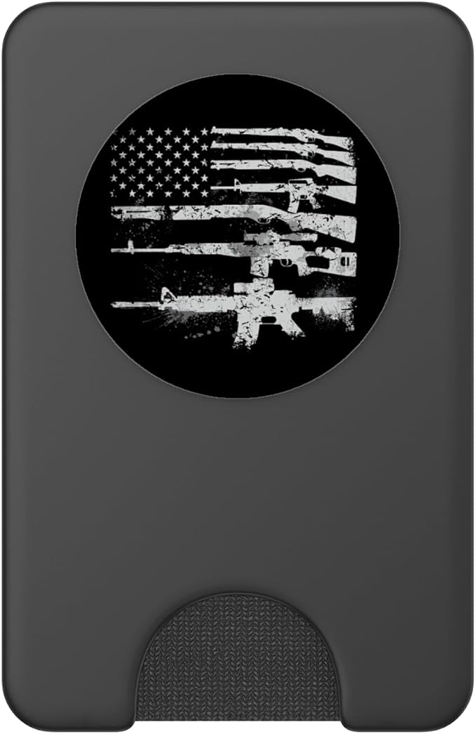 USA Flag Guns Weapons Rifles 2A Amendment PopSockets Adhesive PopGrip