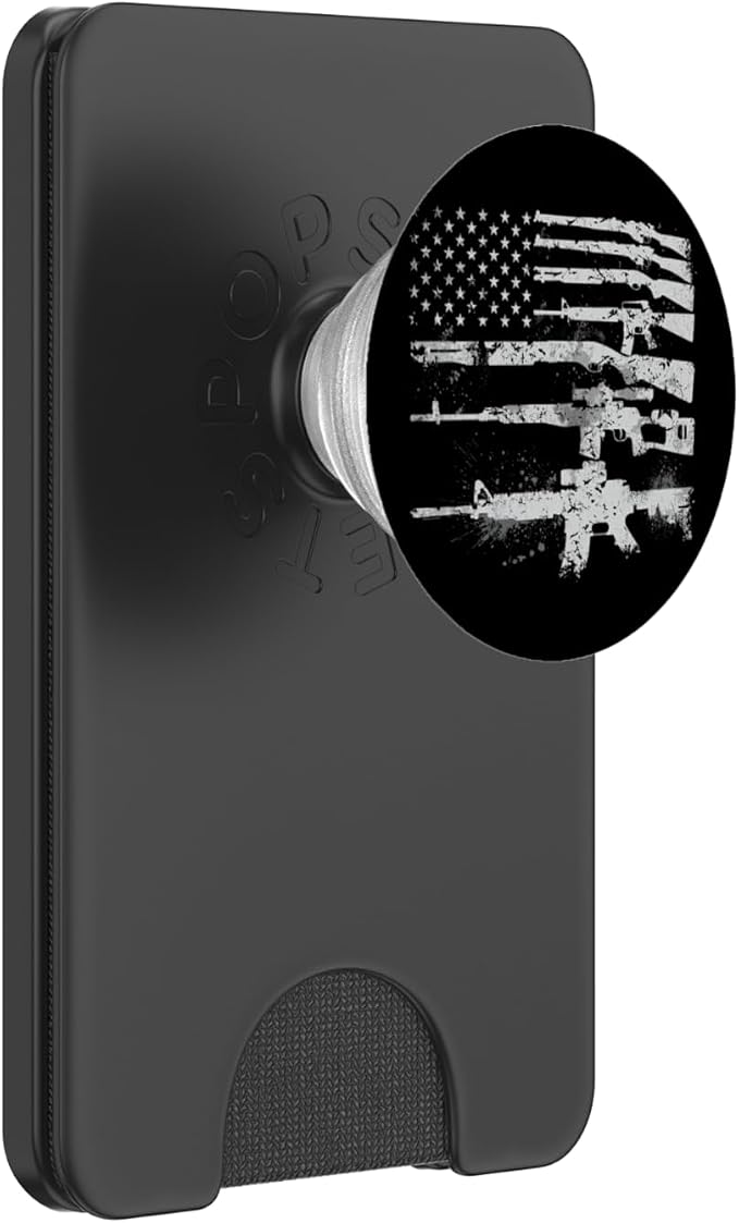 USA Flag Guns Weapons Rifles 2A Amendment PopSockets Adhesive PopGrip