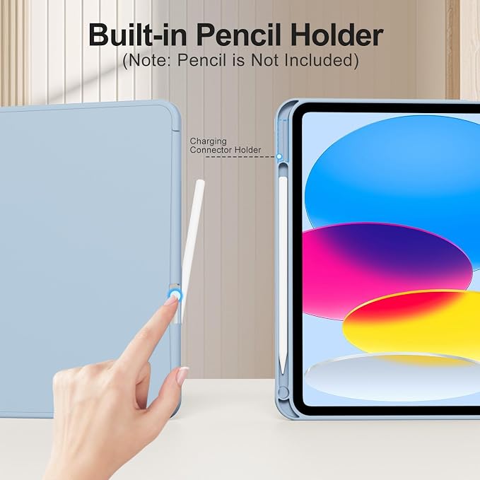 for iPad (A16) 11th Generation Case 11 Inch 2025 Black | for iPad 10th Generation Case 10.9 Inch 2022 with Pencil Holder Smart Trifold Stand Slim Protective Cover Auto Wake/Sleep