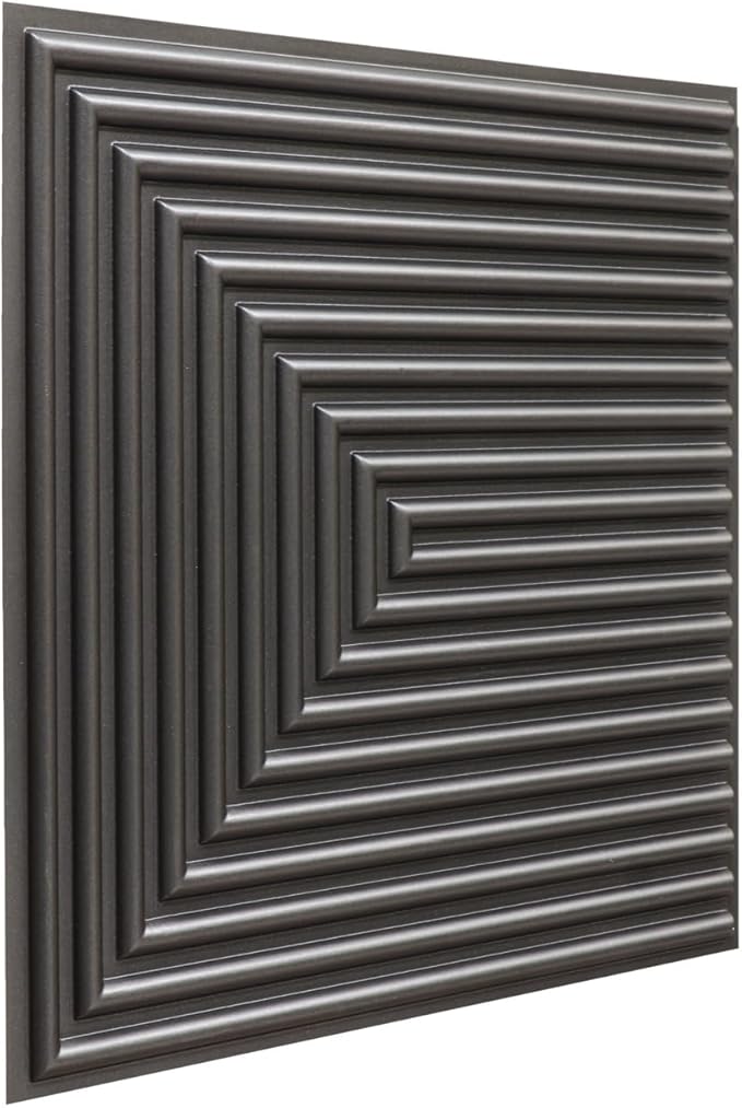 From Plain To Beautiful In Hours 9004 Depth Tier PVC 12 in x 12 in Peel and Stick Wall Panels (Covers / 10 sq.ft), Metallic Grey, 10 Piece