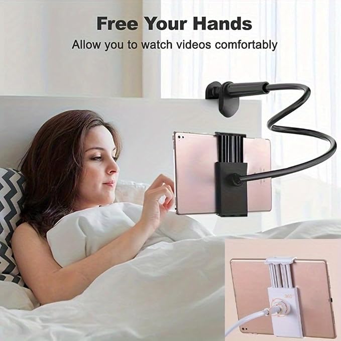 Multifunctional Lazy Phone and Tablet Universal Holder 80cm Tablet Holder Stand for iPad Air Mini or Other 4.7-10.5 Devices (Black)