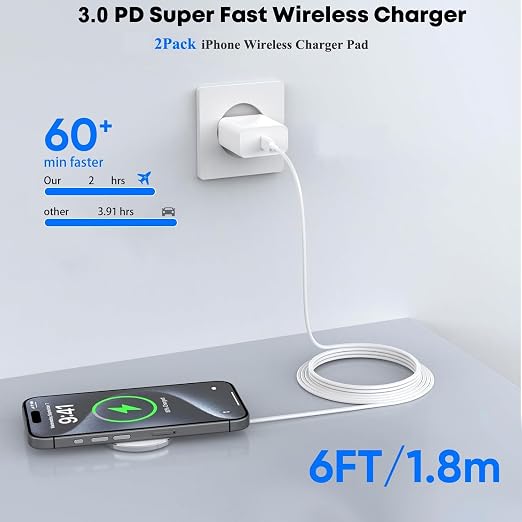 Magnetic Wireless Charger for iPhone 17 16 15 10FT Fast Phone Charging Pad | with USB C Wall Charger Fast Block For iPhone 17 Pro Max/17/iPhone 16 Pro Max/15/Plus/Pro/14/13/12 SeriesAirPods 4/3/2/Pr