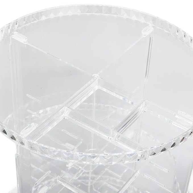 Diamond Pattern Cosmetic Storage Box, 360 Degree Rotating Makeup Organizer, Transparent Desktop for Lipstick Skincare, Stable Base Organizer