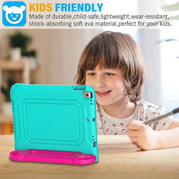 SUPLIK Kids Case for iPad 9th/8th/7th Generation -10.2 inch 2021/2020/2019 Built with Screen Protector Durable Shockproof Handle Stand Case for Apple iPad Gen 9/8/7 Black