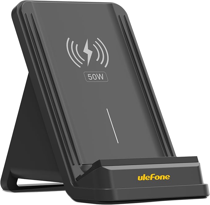 Ulefone WCS01 50W Wireless Charger 50W Max Fast Wireless Charging Stand Fast Charge Compatible with Ulefone Armor 23/25/27/28 Series(No AC Adapter)