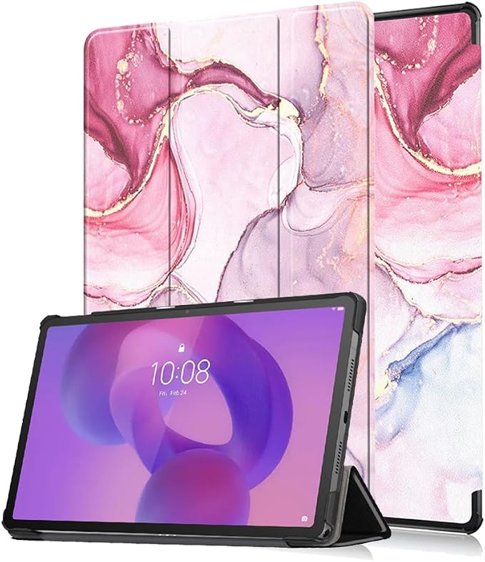 Smart Case for Lenovo Idea Tab 11 Inch 2025 (TB-336ZU/FU) Tablet | Magnetic Trifold Slim Folio PU Leather Stand Cover with Auto Sleep Wake (Black Marble)