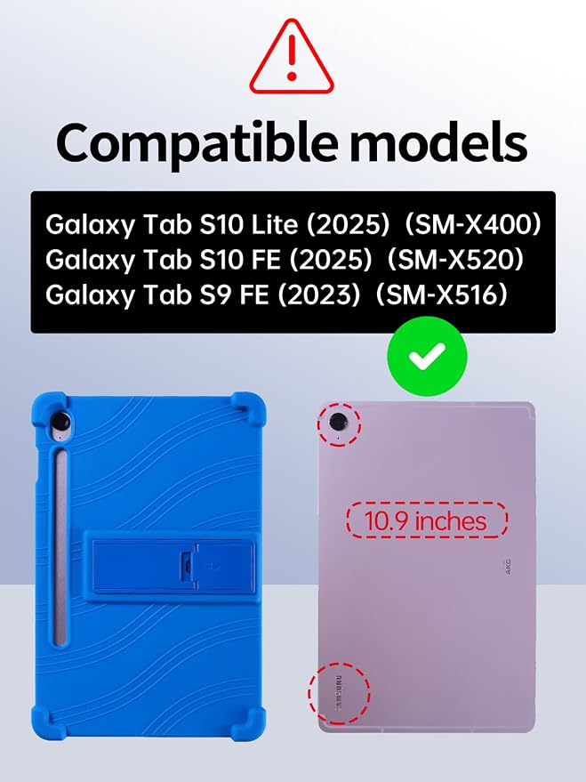 Case for Samsung Galaxy Tab S10 Lite/S10 FE/S9 FE 10.9 Inch - Protective Cover with S Pen Holder &amp Multi-Angle Viewing Stand (Black)