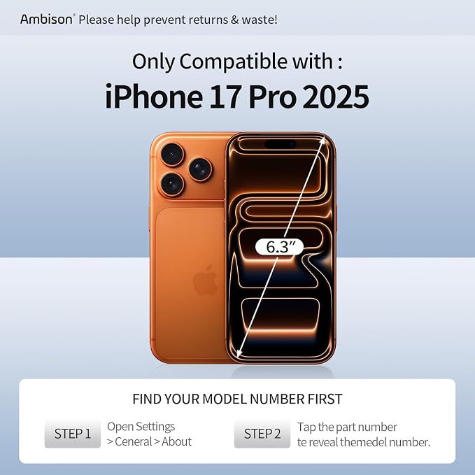 Ambison 2 Packs Matte Screen Protector for iPhone 17 6.3inch 2025 + 2 Packs HD Camera Lens Protector [One-Pull Installation＆Anti-Glare] 7X Powerful Scratch Resistance &amp Full Coverage protection