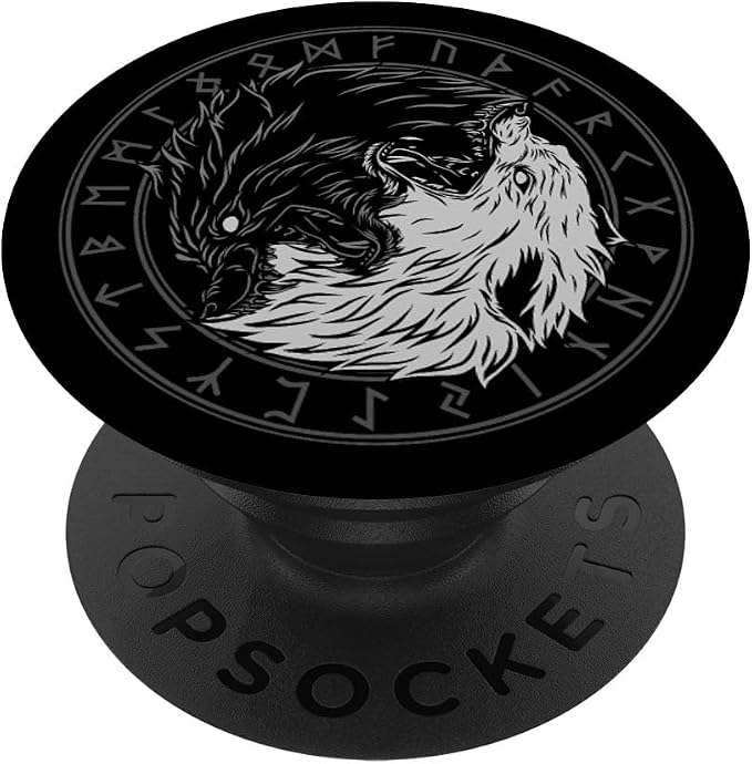 Sons of Fenrir - Sköll and Hati - Ying Yang Wolf PopSockets Adhesive PopGrip