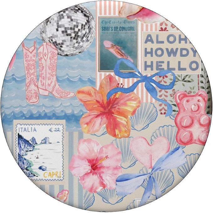 Beachy Blue Coquette Collage Cute Seashell Coastal Summer PopSockets PopWallet for MagSafe