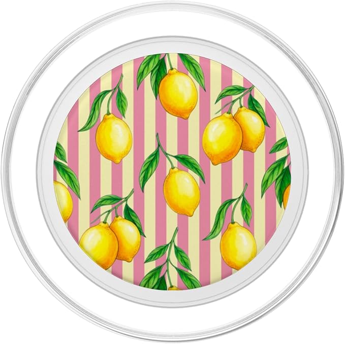 Lemon Yellow Pink Stripes Preppy Aesthetic Summer Cute PopSockets PopWallet for MagSafe