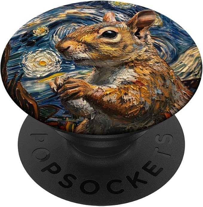 Starry Night Van Gogh Style Squirrel Portrait PopSockets Adhesive PopGrip