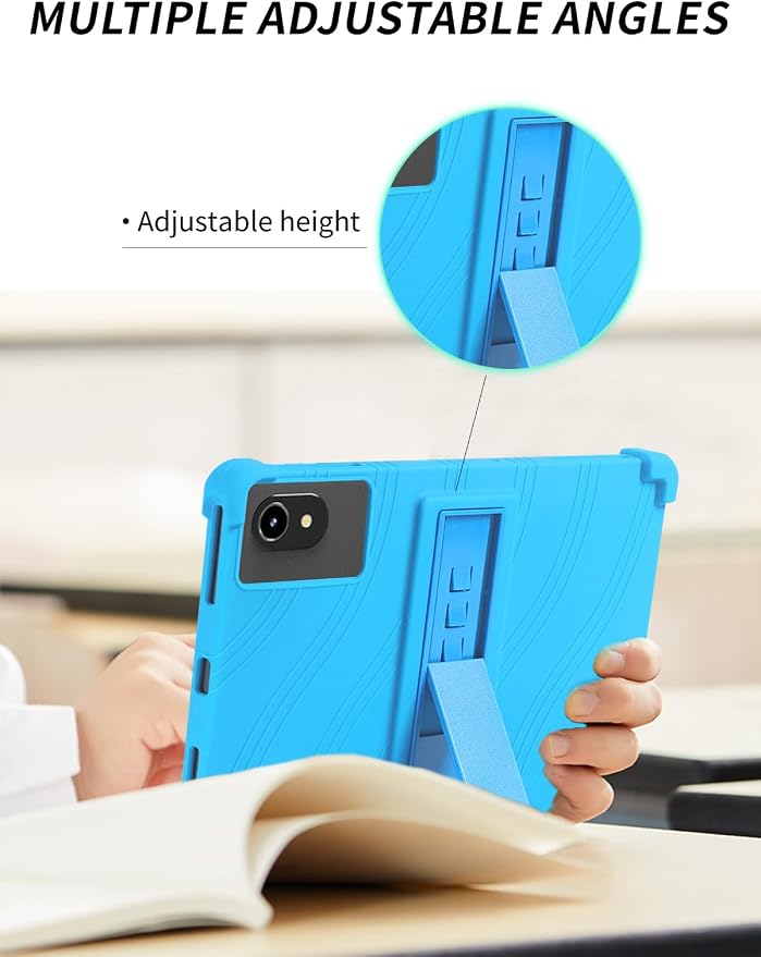 Case for ApoloMedia EP1095T 11 Tablet 2025 Android 15，WUNIAK Shock Proof Lightweight Stand Rubber Shell Protective CoverKids Friendly Soft Silicone Adjustable Stand CoverBlack