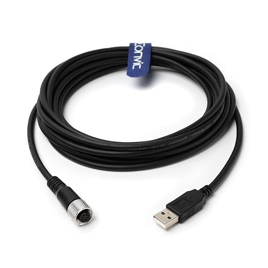 Industrial M12 4 Pin A Code Female to USB 2.0 Male Data Connection Cable High Flex Shielded Moulded IP67 Waterproof Cable