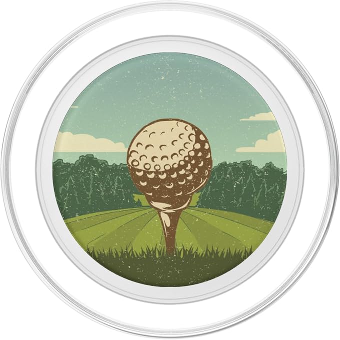 Golf Ball on Tee Vintage look - Fore Golf Tee-Up PopSockets Adhesive PopGrip