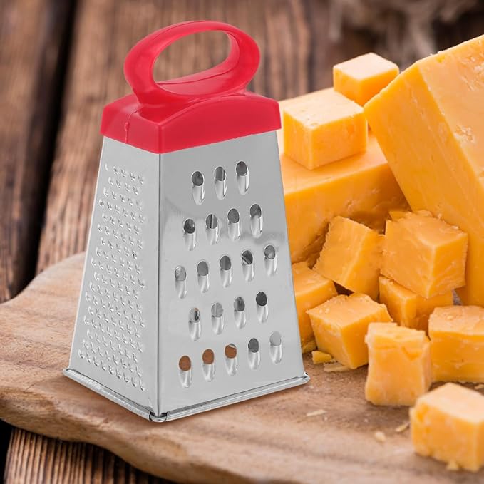 JOINPAYA 4 Pack Mini Box Grater Stainless Steel 4-Sided Kitchen Cheese Grater with Handle Small Manual Shredder for Cheese Carrot Ginger Garlic Chocolate