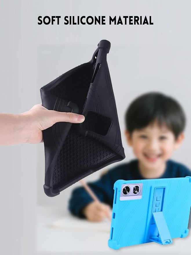Case for POCKAM P11 Pro Android 16 Tablet 11 Inch (Black) | Soft Silicone Kids Friendly Protective Cover with Adjustable Stand Drop-Proof
