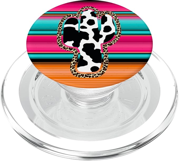 Western Cow Cactus Leopard Cheetha Serape Turquoise Pink PopSockets Adhesive PopGrip