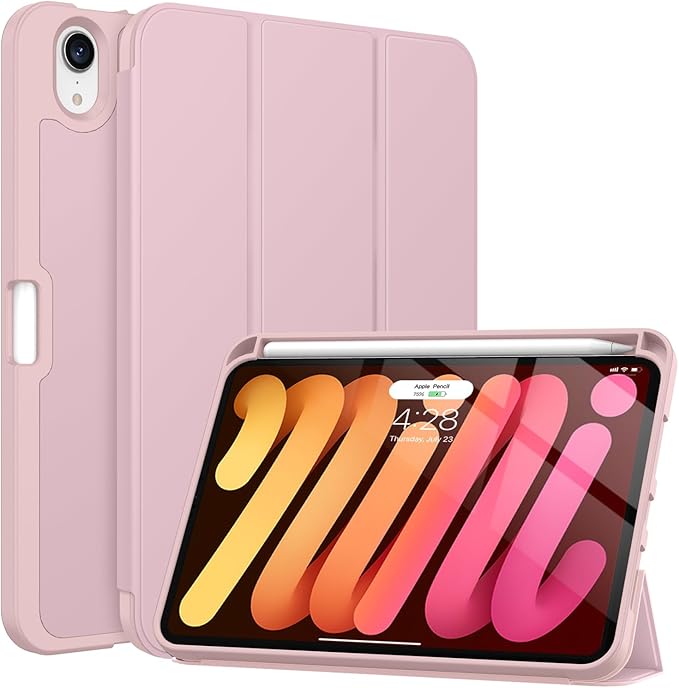 Soke Case for iPad mini (A17 Pro) 7th/ 6th Generation (Book Wine) | Built-in Apple Pencil Slot fit iPad Mini 2024 and 2021 8.3 inch Auto Sleep/Wake