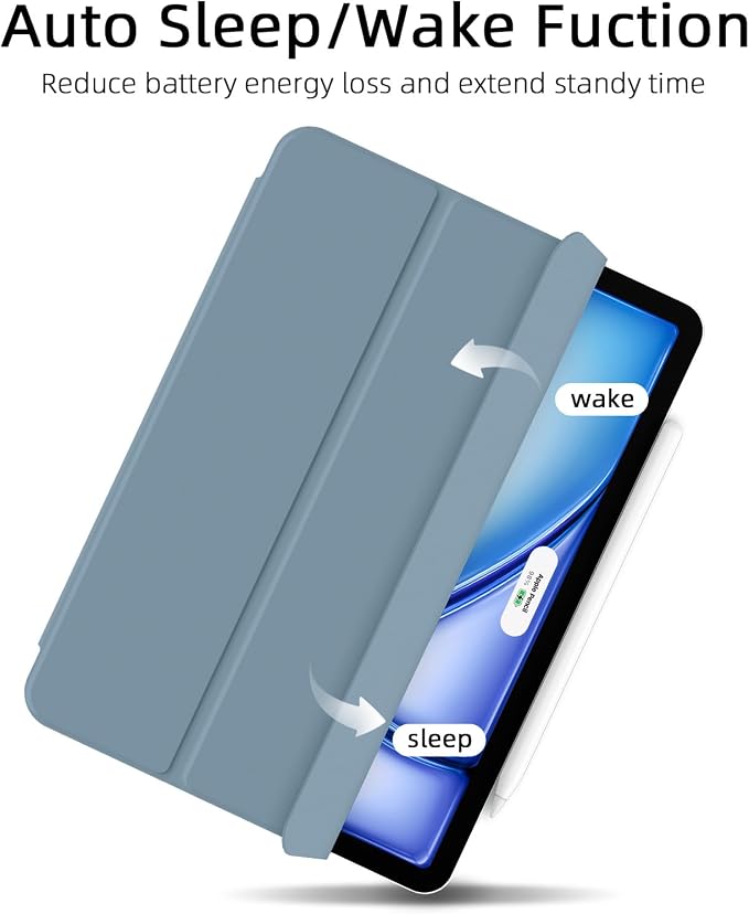 for iPad Air 13 inch M4/M3/M2 Case (2026/2025/2024Model A3268/A3269/A3271) Auto Sleep/Wake and Magnetic Closure Slim Trifold Stand Case PU Leather Cover Support Apple Pencil Pro Black