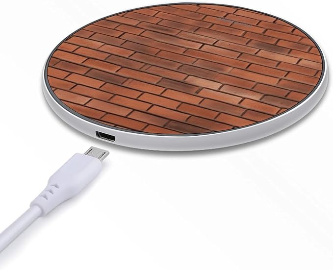 Red Brick Wall Texture Wireless Charger Fast Charging Pad | Anti-Slip Qi Certified Wireless Charging Pad for All Phones with Wireless Charging Function for Home Office Travel