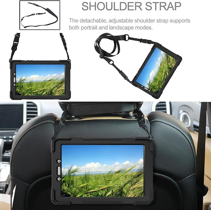 ZenRich Galaxy Tab A 8.0 Case (2019)360 Degree Rotatable KickstandHand Strap and Shoulder Strap zenrich Hybrid Heavy Duty Shockproof Case for Samsung Galaxy Tab A 8.0 SM-T290/T295/T297 (Black) | He