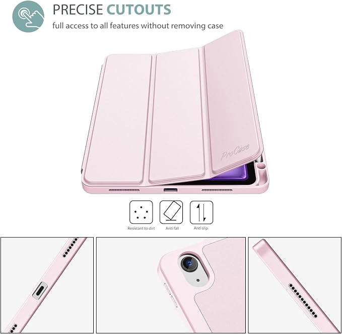ProCase Smart Case for iPad Air 11-inch M4/M3/M2 &amp Air 10.9 5th/4th Gen | Hard Back Cover with Auto Sleep/Wake Slim Lightweight Case for iPad Air 11 2026/25/24 &amp 10.9 2022/2020-Aqua