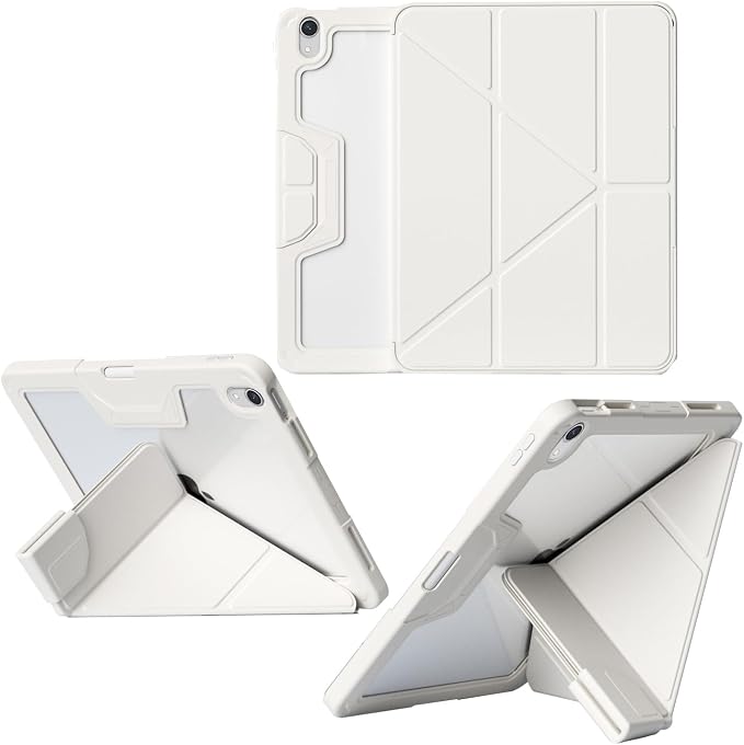 Military Grade Case for iPad (A16) 11 2025 10th Gen 10.9 2022 Black | Pencil Holder Auto Sleep/Wake Multi Angle Magnetic Stand Hard Clear Acrylic Back Shockproof Protective Cover