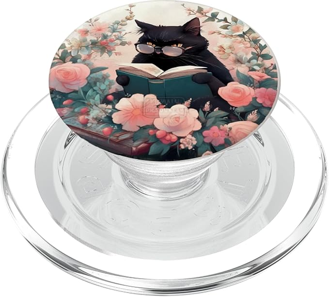 Book Lover Cat Owner Bookworm Reading Literature Librarian PopSockets Adhesive PopGrip