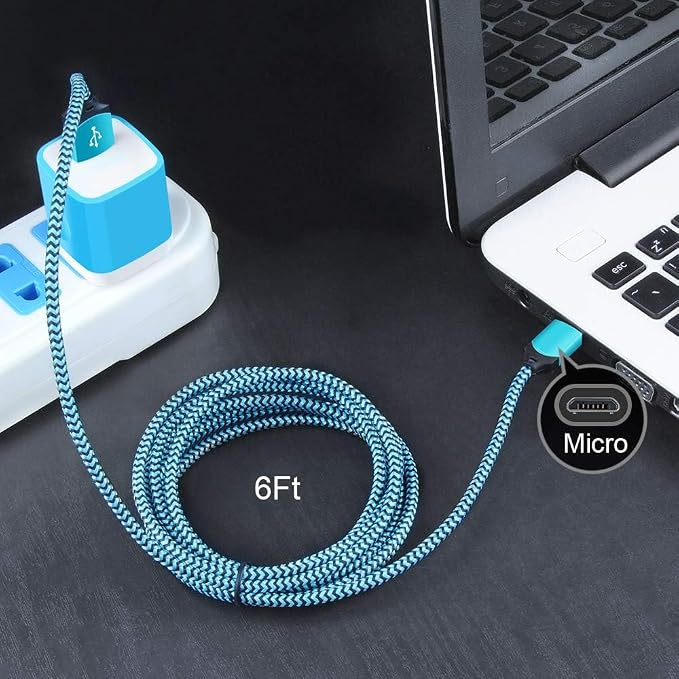 Android Phone Charger Micro Cable4-Pack Wall Plug 1A/5V Power Adapter with 6ft Nylon Braided Fast Charging Micro USB Cord Compatible Samsung Galaxy S7 S6 Edge S4 Note 5 Moto G5 Plus E4 G6 Play HTC