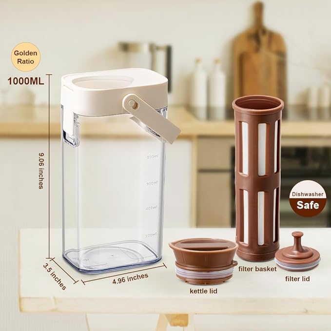 Xarfxco Cold Brew Coffee Maker, 40oz BPA-Free Iced Coffee and Tea Pitcher