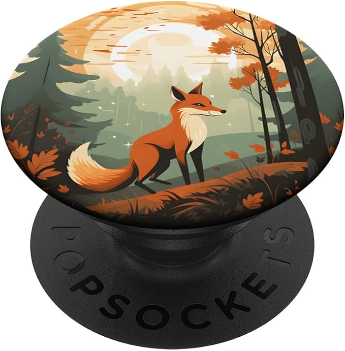 Retro Fox in an Autumn Forest PopSockets Adhesive PopGrip