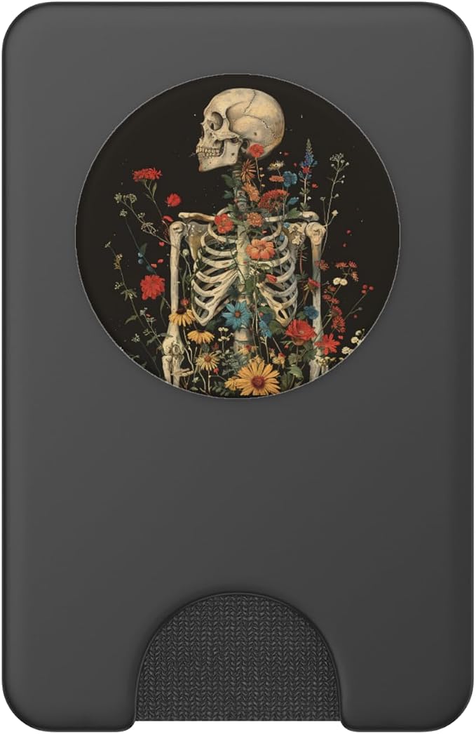 Skeleton Skull Dark Nu Goth Pastel Goth Aesthetic Flower PopSockets Adhesive PopGrip