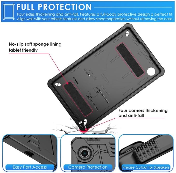 DETUOSI Case for Samsung Galaxy Tab A11+ Plus 11 2025/ A9+ Plus 2023 with Shoulder Strap 3-Layers Hybrid Heavy Duty Full-Body Shockproof4-Angles Viewing Protective Cover