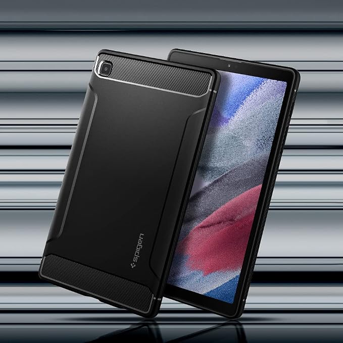 Spigen for Galaxy Tab A11+ Plus Case (2025) Rugged Armor Slim Protective Case with Carbon Fiber Design and Air Cushion Technology Matte Black