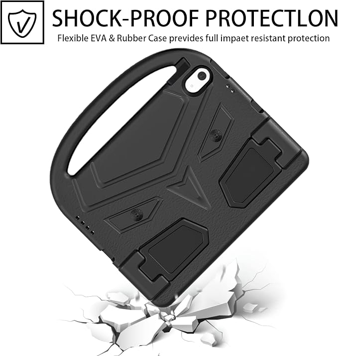 Dteck Kids Case for iPad 10.2 - Shockproof Rugged EVA Handle Stand Child Proof Case for iPad 9/8/7 Generation Black