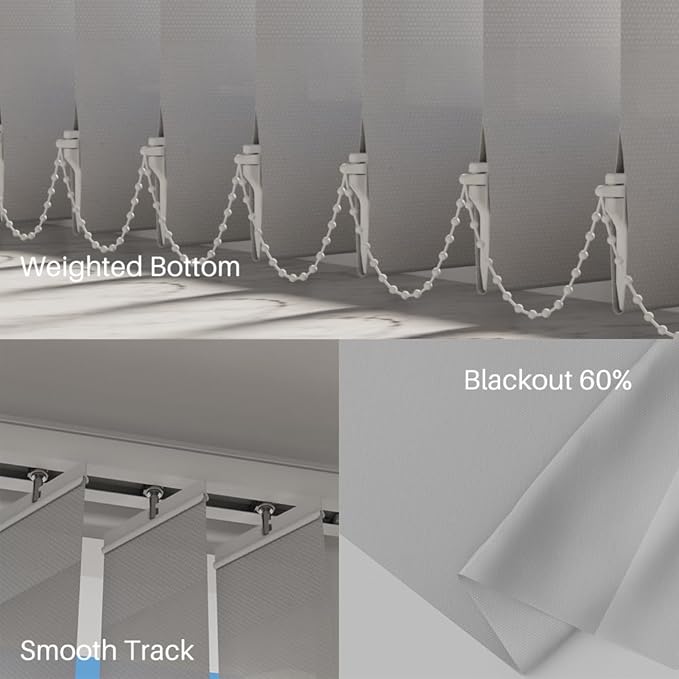 Blindify Motorized Vertical Blinds, Light Filtering Sliding Door Shades Vertical Shades Remote Control Customize, Pure White