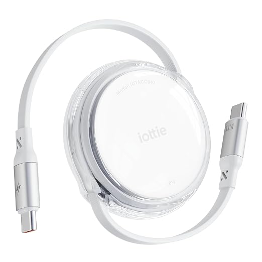 iOttie Basix 100W Retractable USB-C Cable Fast Charging USB C-to-C Cable with 4 Adjustable Cable Lengths USB C Cable for iPhone 17/17 Air/17 Pro/Pro Max 16 15 Series Samsung S24/23+