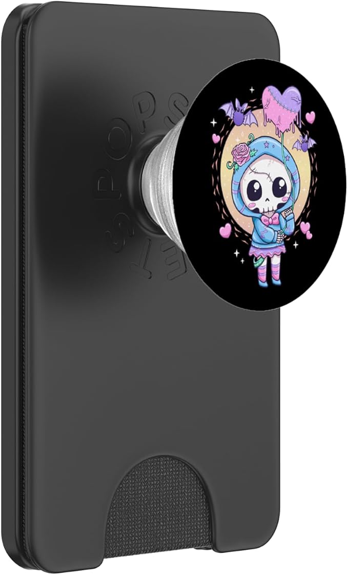 Kawaii Pastel Goth Cute Creepy Skeleton Skull Girl PopSockets Adhesive PopGrip
