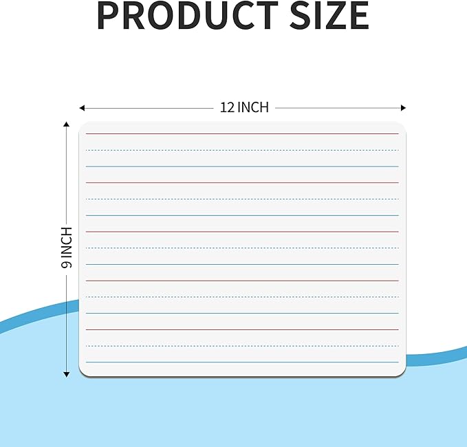 2pack 9x12 inches Dry Erase Board Lapboard Reusable Lined Erasable Ruled Writing Note Pad Lapboard,Blank Whiteboard on Reverse Mini Whiteboard,Small White Board Dry Erase for Classroom